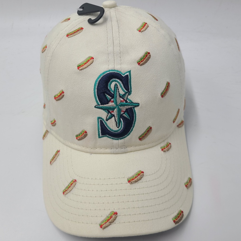 Youth Seattle Mariners Hat Strapback New Era 9Twenty Cream Hot Dog All Over MLB